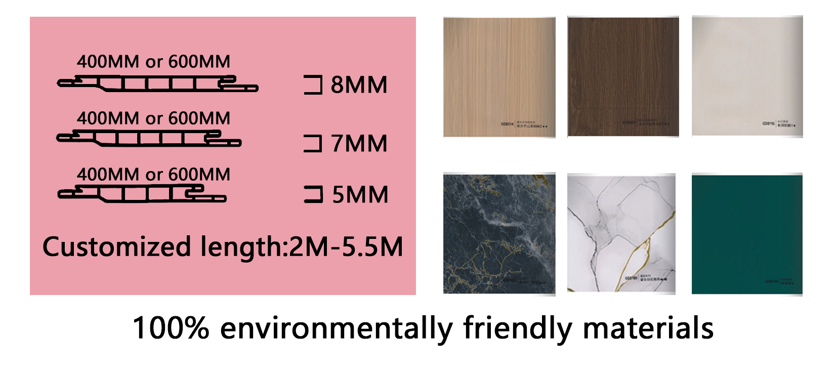 Fiber Flat Board waterproof fireproof bamboo wood co-Extrusion Decorative Panel for Home PVC Wall Panels