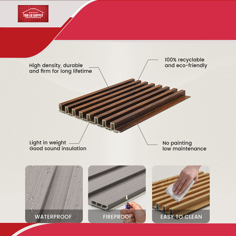 Great wall panel not easily deformed anti-shock strength External WPC Wall Cladding Great WPC Bamboo Wall Panel